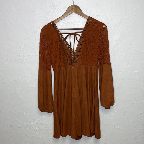 SHEIN Brown Suedette Long Sleeve Dress - Picture 13 of 14